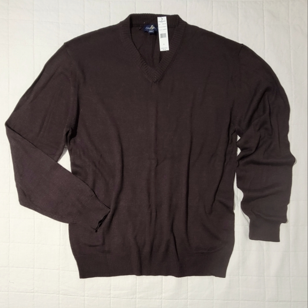 Oleg Cassini Silk Cotton V-neck Sweater